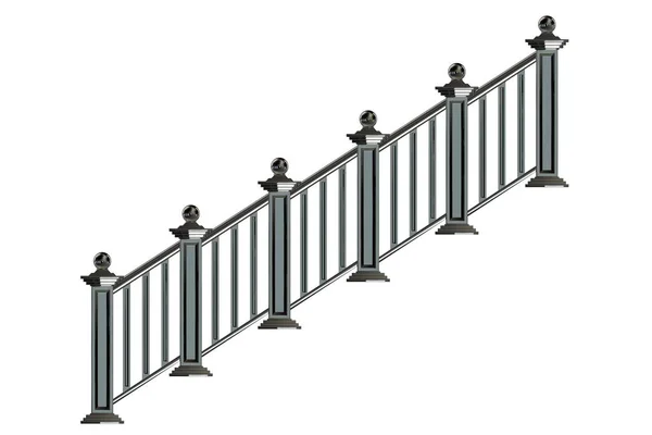 3d representación de una vista frontal metálica escaleras carriles aislados en un — Foto de Stock