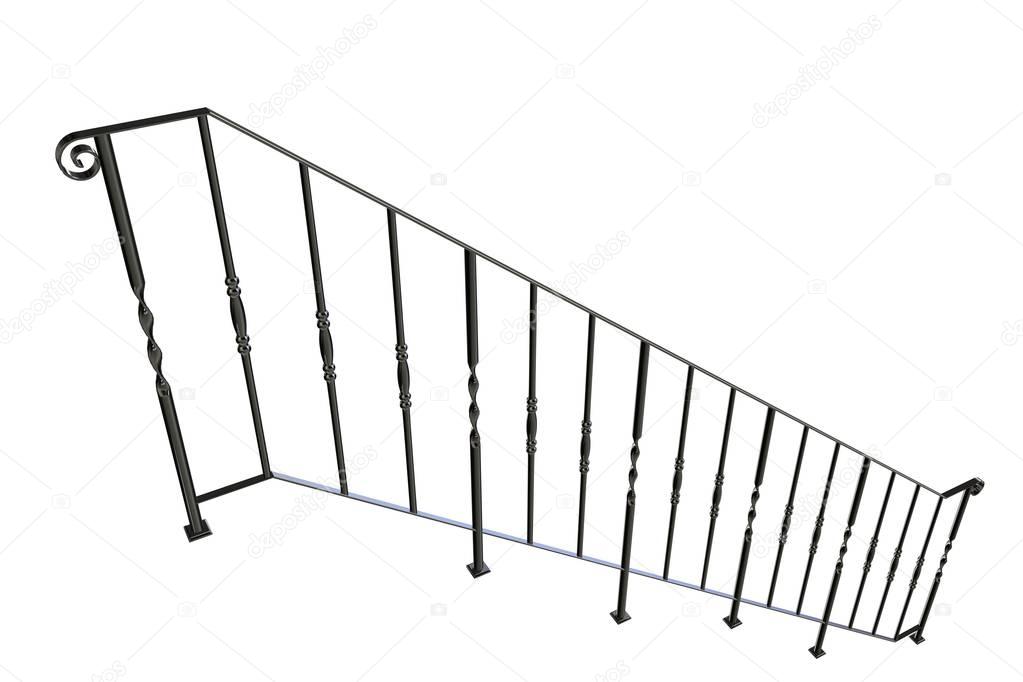 3d rendering of rail of a stairs on a white background