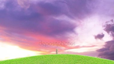 ağaç üzerinde yeşil bir alana çim ile büyüyen