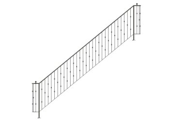 3D render metalik ön görünüm merdiven rayların üzerinde izole bir 