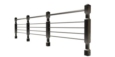 üzerinde beyaz bir backgro izole bir metal merdiven Ray 3B oluşturma