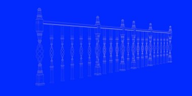 üzerinde mavi bir adam izole bir demiryolu planı 3D render