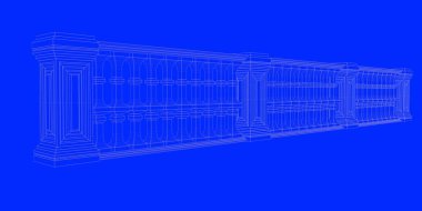 üzerinde mavi bir adam izole bir demiryolu planı 3D render