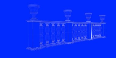 üzerinde mavi bir adam izole bir demiryolu planı 3D render