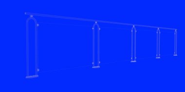 üzerinde mavi bir adam izole bir demiryolu planı 3D render