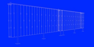 üzerinde mavi bir adam izole bir demiryolu planı 3D render