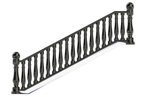 3D-Darstellung eines metallischen Treppengeländers in der Frontansicht isoliert auf einem — Stockfoto