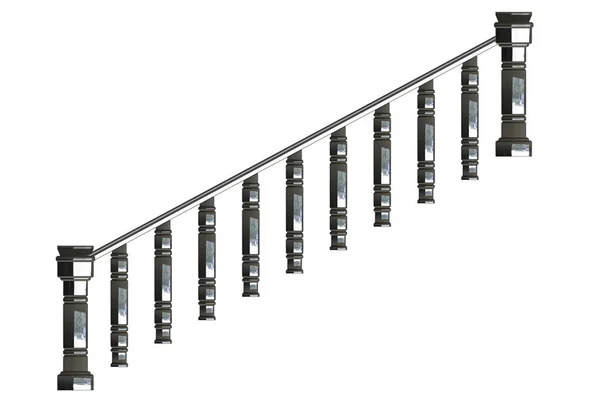 金属の正面階段のレールの 3 d レンダリングに分離、 — ストック写真