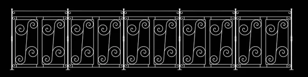 Representación 3d de un diseño de barandilla de valla sobre un fondo negro — Foto de Stock