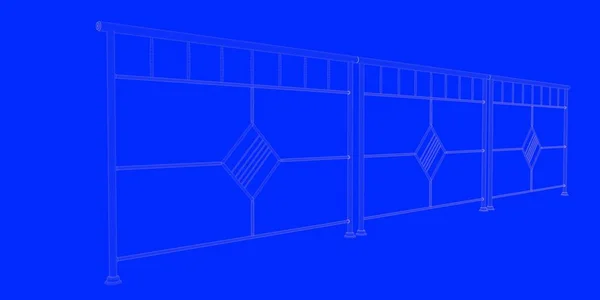 3D visszaadás-ból egy vasúti blueprint elszigetelt a kék háttere — Stock Fotó