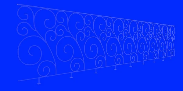 3d 渲染的蓝色背景上孤立的铁路蓝图 — 图库照片