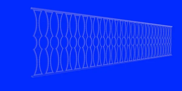 3d 渲染的蓝色背景上孤立的铁路蓝图 — 图库照片