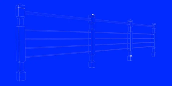 Representación 3d de un proyecto ferroviario aislado sobre un fondo azul —  Fotos de Stock