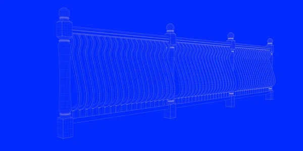 3D visszaadás-ból egy vasúti blueprint elszigetelt a kék háttere — Stock Fotó