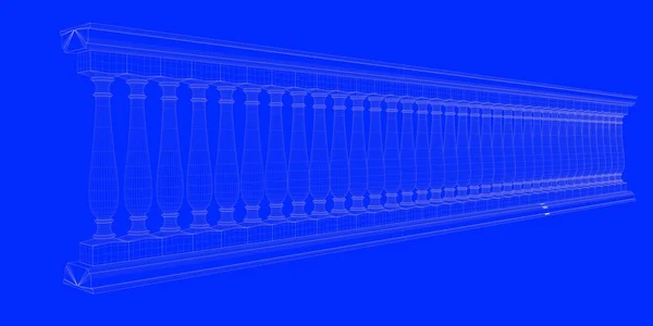 3D візуалізація залізничного відбитка ізольовано на синьому фоні — стокове фото