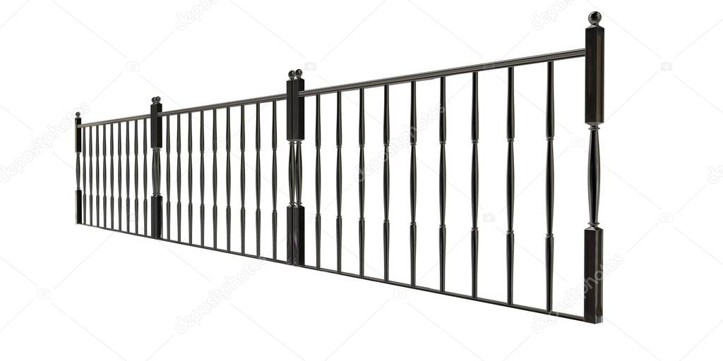 3d rendering of a metalic stair rail isolated on a white backgro