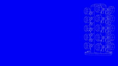 3D render beyaz çizgiler bir b planı spor salonu aletleri