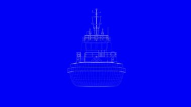 beyaz çizgiler üzerinde mavi bir backg mavi bir baskı gemisiyle 3D render
