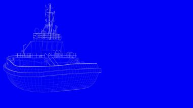 beyaz çizgiler üzerinde mavi bir backg mavi bir baskı gemisiyle 3D render