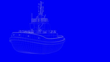 beyaz çizgiler üzerinde mavi bir backg mavi bir baskı gemisiyle 3D render
