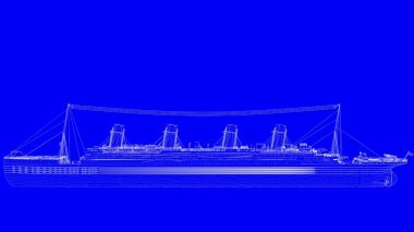 beyaz çizgiler üzerinde mavi bir backg mavi bir baskı gemisiyle 3D render
