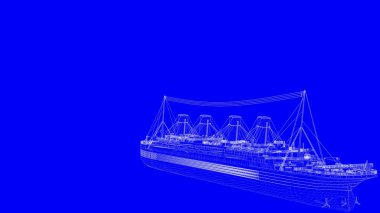 beyaz çizgiler üzerinde mavi bir backg mavi bir baskı gemisiyle 3D render