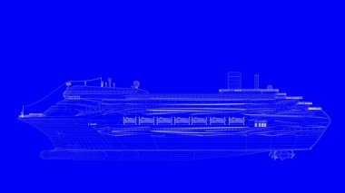 beyaz çizgiler üzerinde mavi bir backg mavi bir baskı gemisiyle 3D render