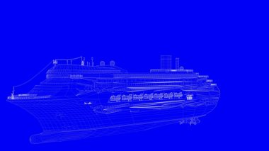 beyaz çizgiler üzerinde mavi bir backg mavi bir baskı gemisiyle 3D render