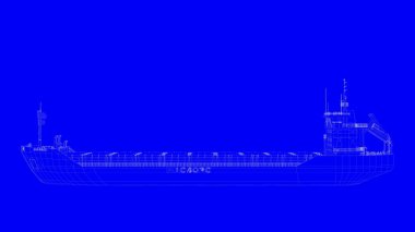 beyaz çizgiler üzerinde mavi bir backg mavi bir baskı gemisiyle 3D render