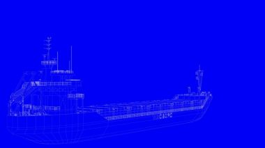 beyaz çizgiler üzerinde mavi bir backg mavi bir baskı gemisiyle 3D render