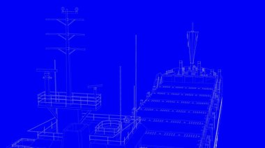 beyaz çizgiler üzerinde mavi bir backg mavi bir baskı gemisiyle 3D render