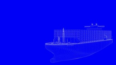 beyaz çizgiler üzerinde mavi bir backg mavi bir baskı gemisiyle 3D render