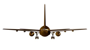 altın bir uçakta 3D render üzerinde beyaz bir backgro izole