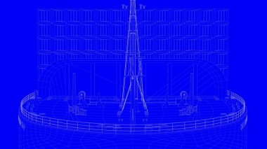 beyaz çizgiler üzerinde mavi bir backg mavi bir baskı gemisiyle 3D render