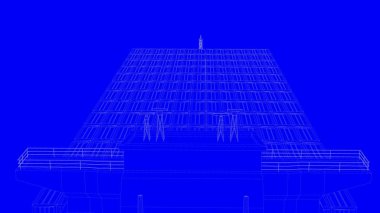 beyaz çizgiler üzerinde mavi bir backg mavi bir baskı gemisiyle 3D render