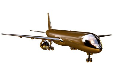 altın bir uçakta 3D render üzerinde beyaz bir backgro izole