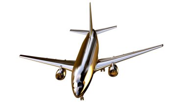 altın bir uçakta 3D render üzerinde beyaz bir backgro izole