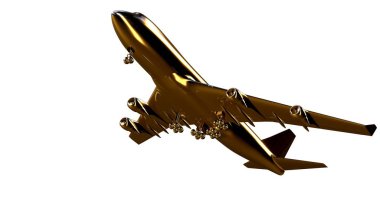 altın bir uçakta 3D render üzerinde beyaz bir backgro izole