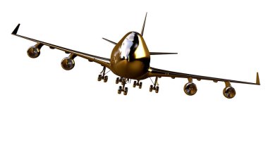 altın bir uçakta 3D render üzerinde beyaz bir backgro izole