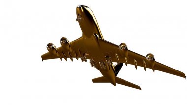 altın bir uçakta 3D render üzerinde beyaz bir backgro izole