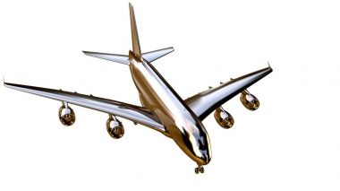 altın bir uçakta 3D render üzerinde beyaz bir backgro izole