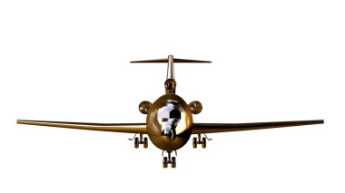 altın bir uçakta 3D render üzerinde beyaz bir backgro izole