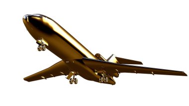 altın bir uçakta 3D render üzerinde beyaz bir backgro izole