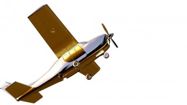 altın bir uçakta 3D render üzerinde beyaz bir backgro izole