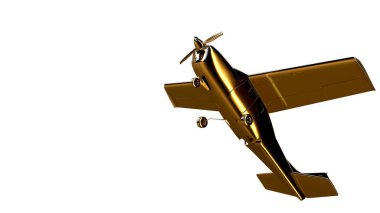 altın bir uçakta 3D render üzerinde beyaz bir backgro izole
