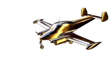 altın bir uçakta 3D render üzerinde beyaz bir backgro izole