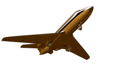 altın bir uçakta 3D render üzerinde beyaz bir backgro izole