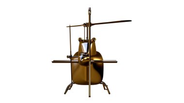 Altın helikopterle 3D render üzerinde beyaz bir backg izole
