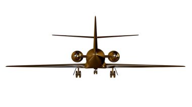 altın bir uçakta 3D render üzerinde beyaz bir backgro izole