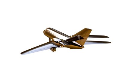 altın bir uçakta 3D render üzerinde beyaz bir backgro izole